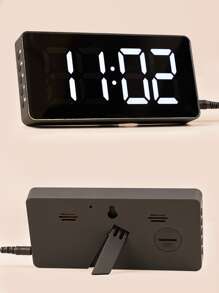 1 件黑色镜面时钟闹钟温度 LED 带 2 个 USB 集线器