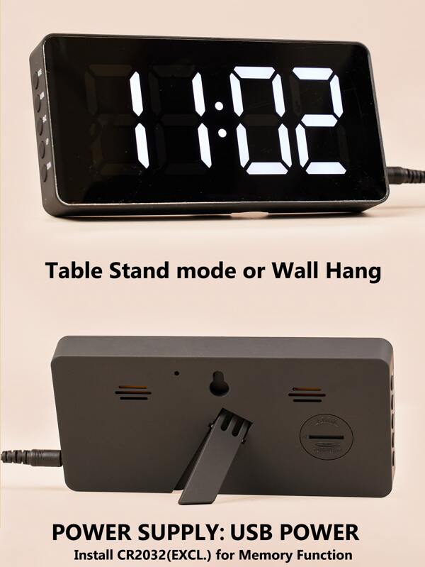 SHEIN 1pc LED Electric Digital Alarm Clock Mirror SHEIN UK