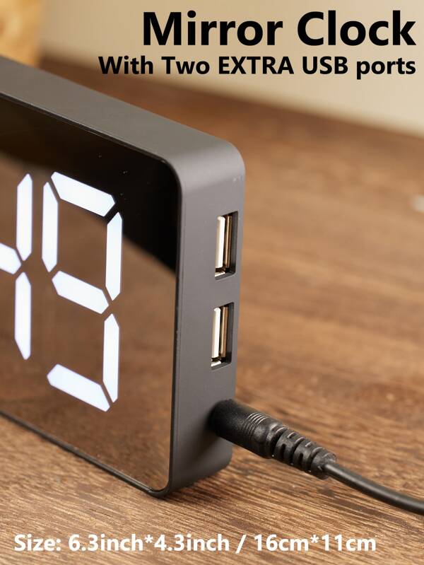 SHEIN 1pc LED Electric Digital Alarm Clock Mirror SHEIN USA