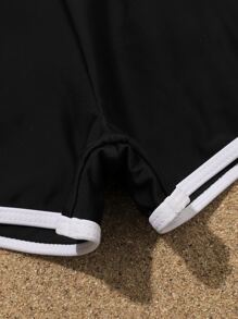 3packs Tween Girl Color Block Bikini Set Summer Beach - Black and White - View 3