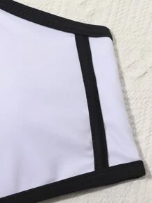 3packs Tween Girl Color Block Bikini Set Summer Beach - Black and White - View 4