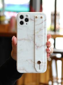 Marble Pattern Phone Case With Wristband Holder