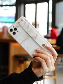 Marble Pattern Phone Case With Wristband Holder