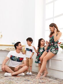 1入組印花腰帶吊帶連體短褲 - 彩色 - 查看 3