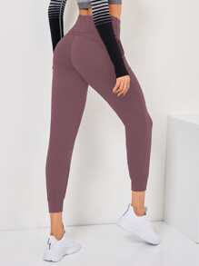 SHEIN Sports Breathable Softness Wide Waistband Sports Trousers - Redwood - View 2