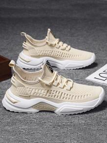 Giày thể thao nam Ren lên Lá thư Ren lên - Màu be - Xem 1