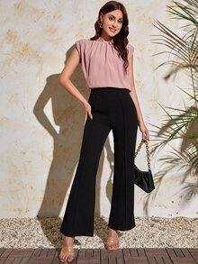 後鎖孔素色上衣 - 藕粉色 - 查看 4