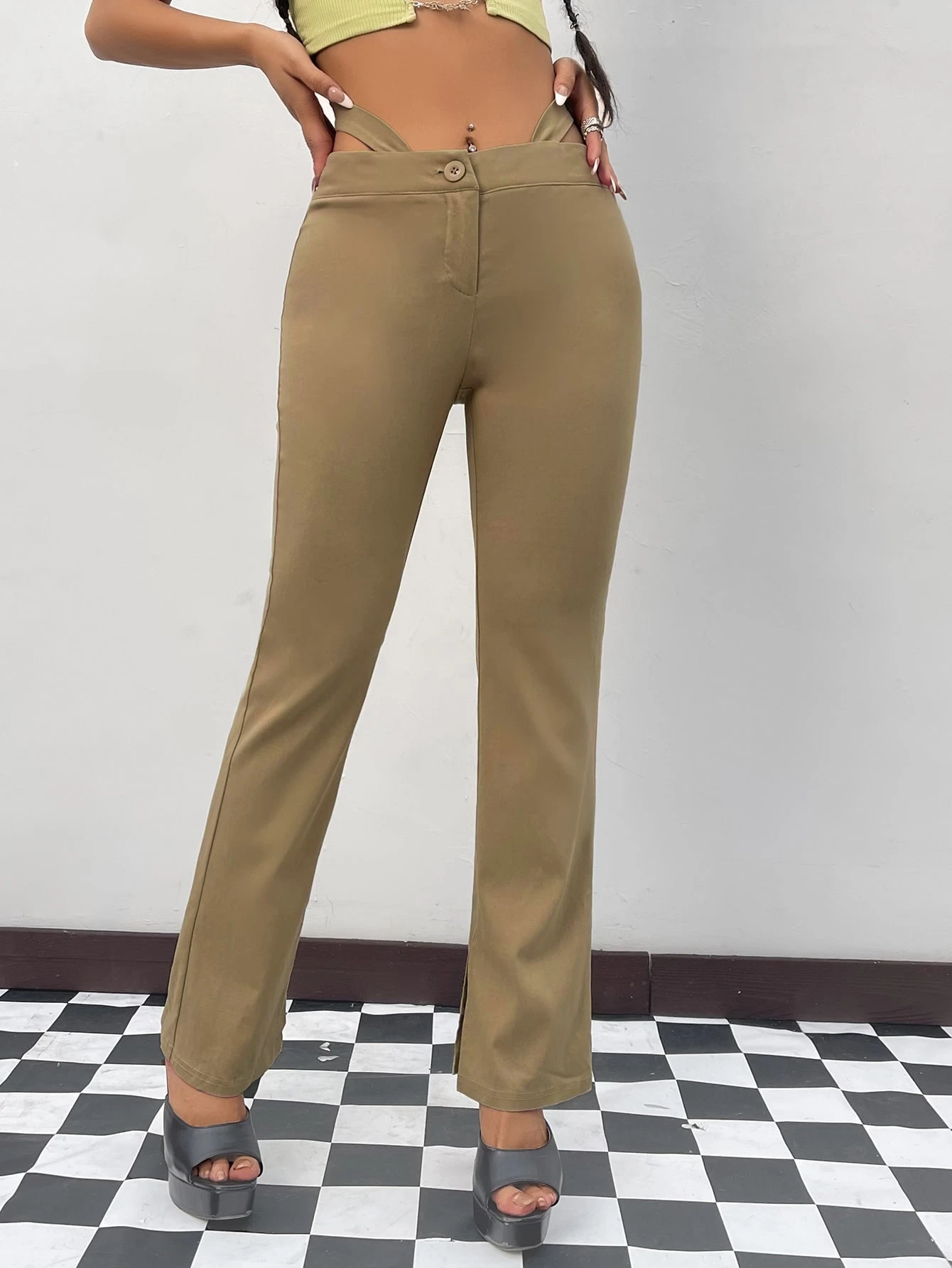 Brown Boot Leg Trousers