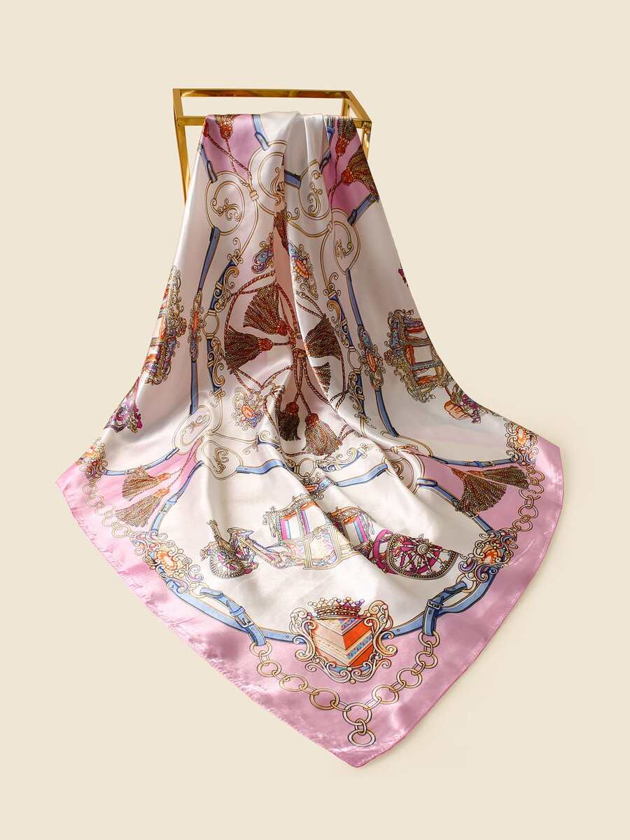 EMERY ROSE 流蘇印花方巾 - 彩色 - 查看 1