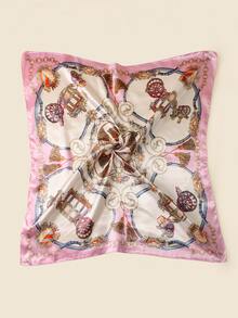 EMERY ROSE 流蘇印花方巾 - 彩色 - 查看 2