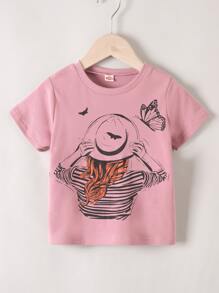 Toddler Girls Figure Graphic Tee - Dusty Pink - View 1