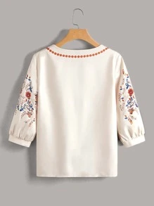 EMERY ROSE Blusa con estampado floral de manga farol - Albaricoque - Ver 2