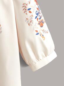 EMERY ROSE Blusa con estampado floral de manga farol - Albaricoque - Ver 3