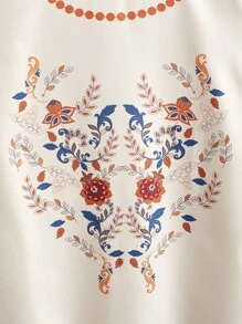 EMERY ROSE Blusa con estampado floral de manga farol - Albaricoque - Ver 4