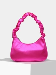 Glitter Bling,Shiny Glamorous,Elegant,Exquisite Minimalist Ruched Satin Bag Pink Dinner Bag,Evening Bag For Party Girl,Woman,For Female Perfect For Party,Wedding,Prom,Dinner/Banquet,For Cocktail Best Gift For Women - Pink - View 1