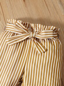 嬰兒荷葉邊連身背心和條紋圖案紙袋腰腰帶長褲 - 彩色 - 查看 3