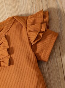 嬰兒荷葉邊連身背心和條紋圖案紙袋腰腰帶長褲 - 彩色 - 查看 4