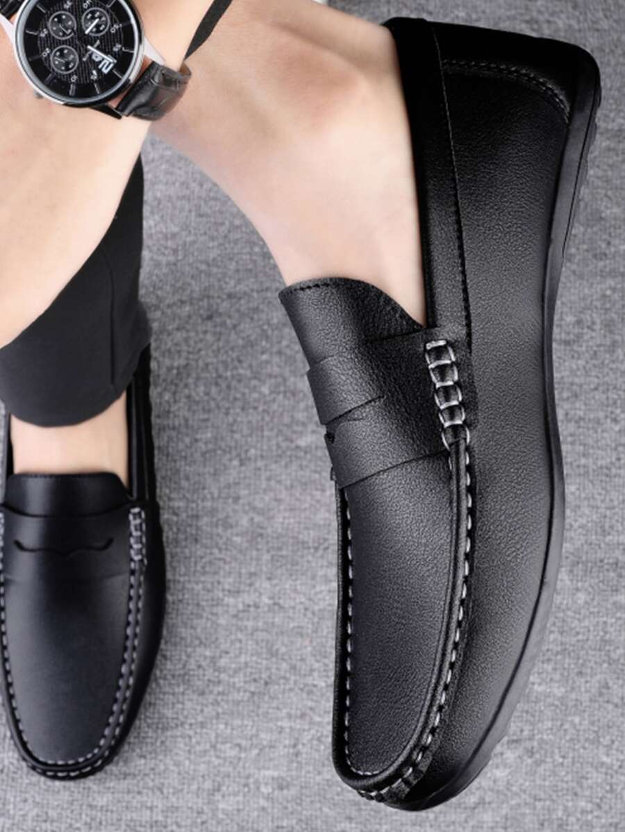 Mocassins Minimalistes Unisexes De Manfinity Avec Décoration En Surpiqûre Pour Homme, Glissement