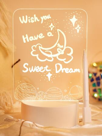 1 pièce Panneau d'écriture illuminé 3D avec stylo effaçable, petite veilleuse originale alimentée par USB, lampe décorative, lampe de bureau, lampe LED créative