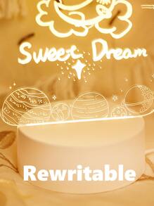 1 pieza Tablero de escritura iluminado 3D con bolígrafo borrable, luz de noche pequeña con alimentación USB, lámpara decorativa, luz de escritorio, lámpara LED creativa - Amarillo - Ver 7