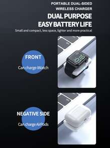 Portable Wireless Charger Compatible With Apple Watch - White - View 3