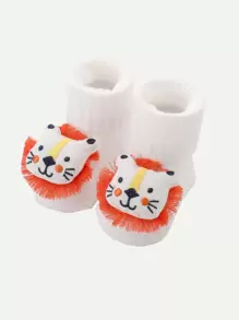 嬰兒獅子裝飾襪子 - 白色 - 查看 1