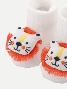 嬰兒獅子裝飾襪子 - 白色 - 查看 3