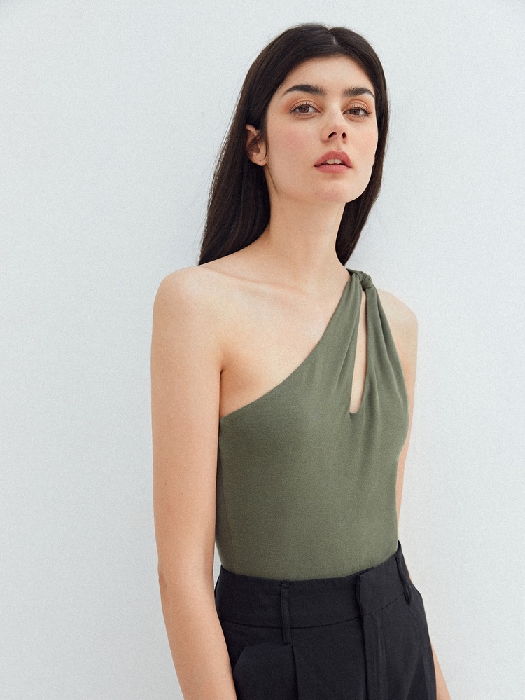 SHEIN 單肩連身背心粘膠纖維 - 軍綠色 - 查看 6