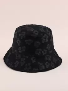 Floral Pattern Reversible Bucket Hat - Black - View 1