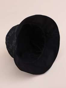 Floral Pattern Reversible Bucket Hat - Black - View 3