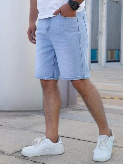 Shorts vaqueros bermudas para hombre con bolsillos inclinados