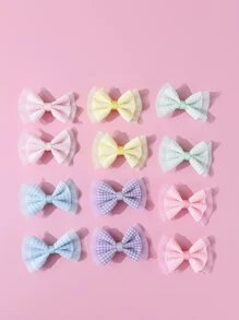 12 cái Bé Gái Mới Biết Đi Nơ Trang Trí Tóc Kẹp - Nhiều màu - Xem 1