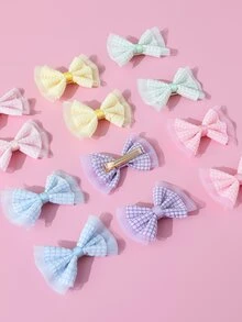 12 cái Bé Gái Mới Biết Đi Nơ Trang Trí Tóc Kẹp - Nhiều màu - Xem 5