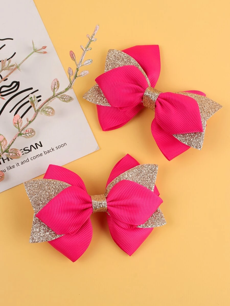 2pcs Red Jacquard Ribbon Bow Hair Clips, Shiny Alligator Clips With Bow, Elegant Hair Clips Suitable For Flower Girls, Brides, Teenagers, Wedding Party Gifts