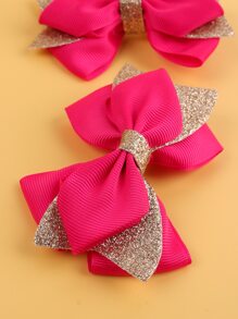 2pcs Red Jacquard Ribbon Bow Hair Clips, Shiny Alligator Clips With Bow, Elegant Hair Clips Suitable For Flower Girls, Brides, Teenagers, Wedding Party Gifts - Multicolor - View 4
