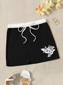 SHEIN ICON Váy nữ Dây kéo Hoa Gợi cảm - màu đen - Xem 1
