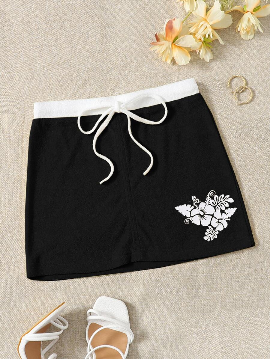 SHEIN ICON Váy nữ Dây kéo Hoa Gợi cảm - màu đen - Xem 1