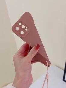 素色手機殼附帶繩子 - 藕粉色 - 查看 2