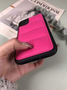 Ốp điện thoại bảo vệ cơ bản với họa tiết lông vũ viền tương phản - Màu Hồng Tươi - Xem 3