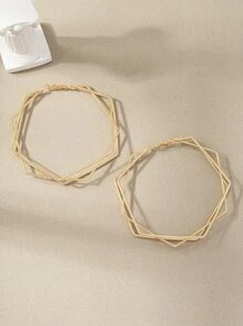 Bông tai hình học xếp lớp vòng - Vàng - Xem 4