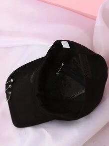 Gorra de béisbol con decoración de broche con diseño de calavera - Negro - Ver 4