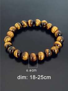 時尚流行男士水晶裝飾串珠手鍊，適合珠寶禮物和時尚外觀 - 黃色 - 查看 3