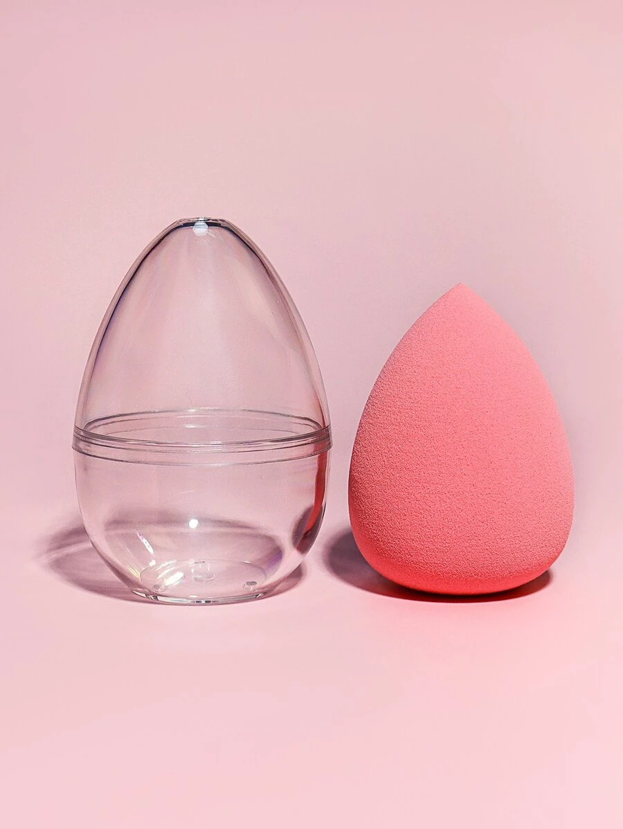 1pc Dual-Use Wet & Dry Makeup Sponge Makeup Sponge With Egg-Shaped Storage, Multicolor Latex-Free Reusable Washable Soft Flawless Makeup Applicator For Powder, Liquid, Makeup Design, Travel Essential