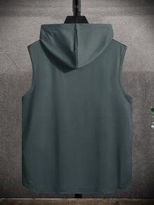 Manfinity Homme Hombres Top tank con cordón con capucha bajo irregular - Verde Oscuro - Ver 2