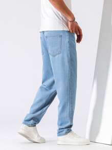 Chillumni Quần Jeans Nam màu trơn - Rửa nhẹ - Xem 5