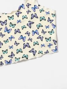 SHEIN Qutie Plus Lettuce Trim Butterfly Print Cami Top - Multicolor - View 5