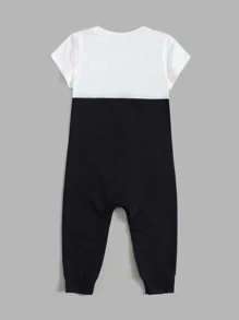 SHEIN Áo liền quần Em bé Hoạt hình Giải trí - Màu xanh hải quân - Xem 2