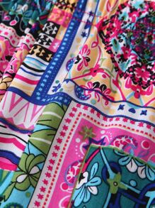 Baby Girl Scarf And Floral Print Jogger Pants