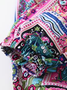 Baby Girl Scarf And Floral Print Jogger Pants