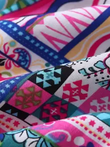 Baby Girl Scarf And Floral Print Jogger Pants